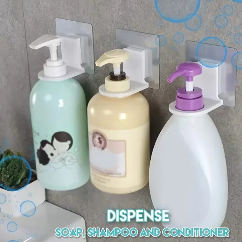 5Pcs Dispenser Bottle Holder Wall Mounted Adhesive Shampoo Lotion Hand Soap Bottle Hanger Bathroom Storage Rack