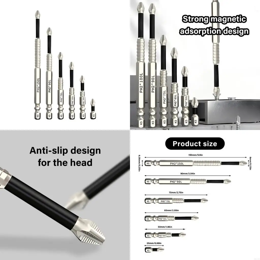 

964E Heavy Duty Screwdriver Drill Bit 6Pcs For Electric Manual Impact Driver