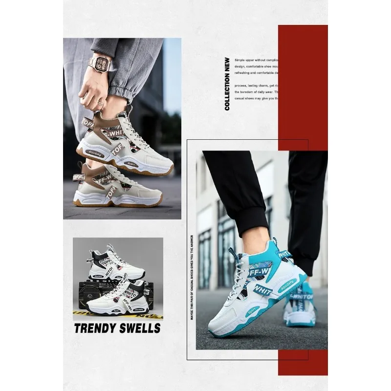 Men's High-top Platform Dad Shoes 2026 New Breathable Thick Sole Casual Daily Streetwear Korean Style Footwear