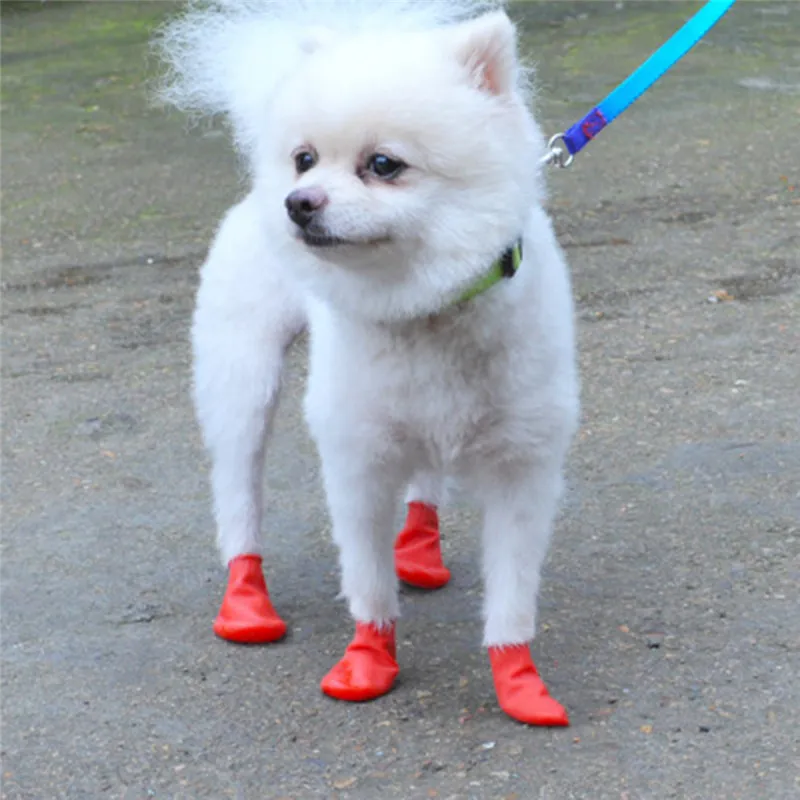 4Pcs Pet WaterProof Rain Shoes Anti-slip Rubber Boot for dog Cat Rain Shoes Socks For Small Medium Large Dogs Pet Supplies