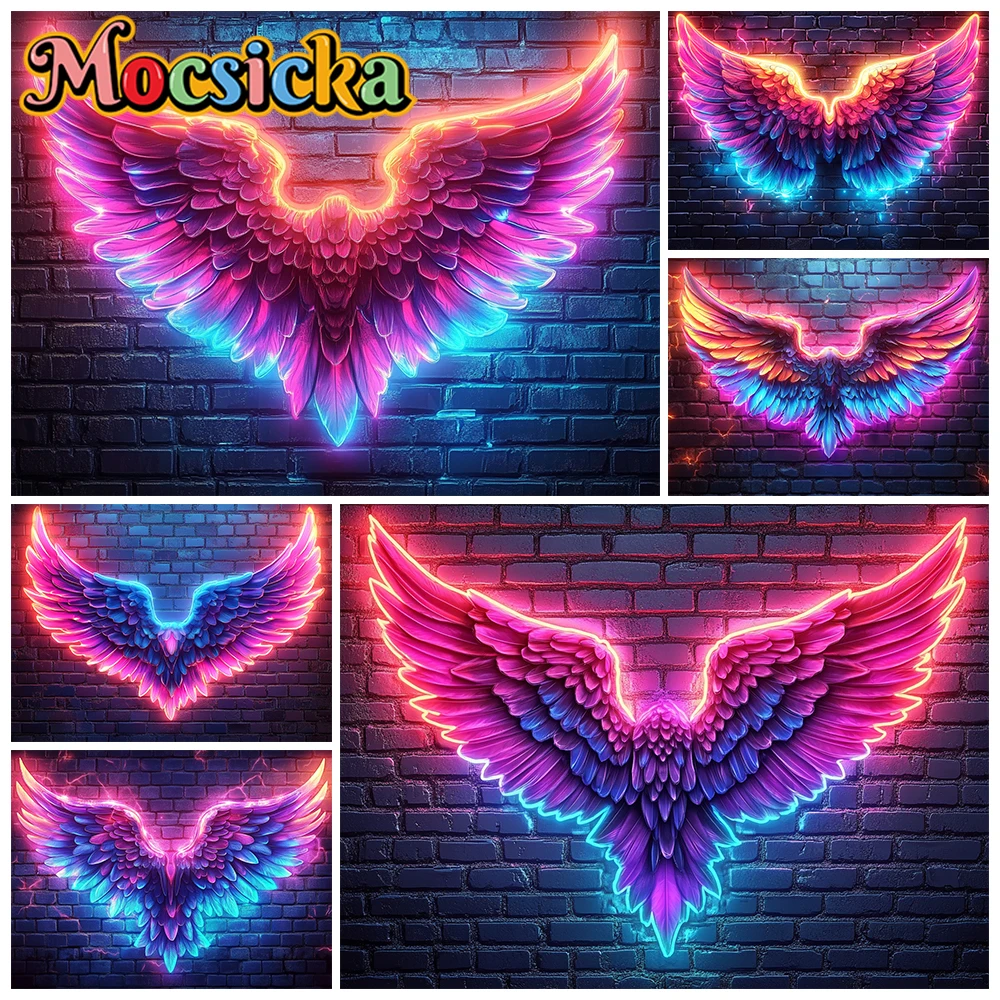 

Mocsicka Photography Background 3d Colorful Winged Brick Wall Decor Adult Children Baby Portrait Photo Backdrop Studio Wallpaper