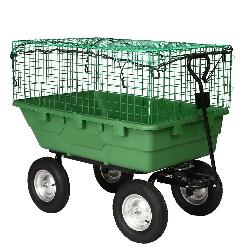 Poly Farm Garden Tool Cart, Four Wheel Cart, Gardening Tools, Foldable Bucket, Heavy Truck, Household, Courtyard Use