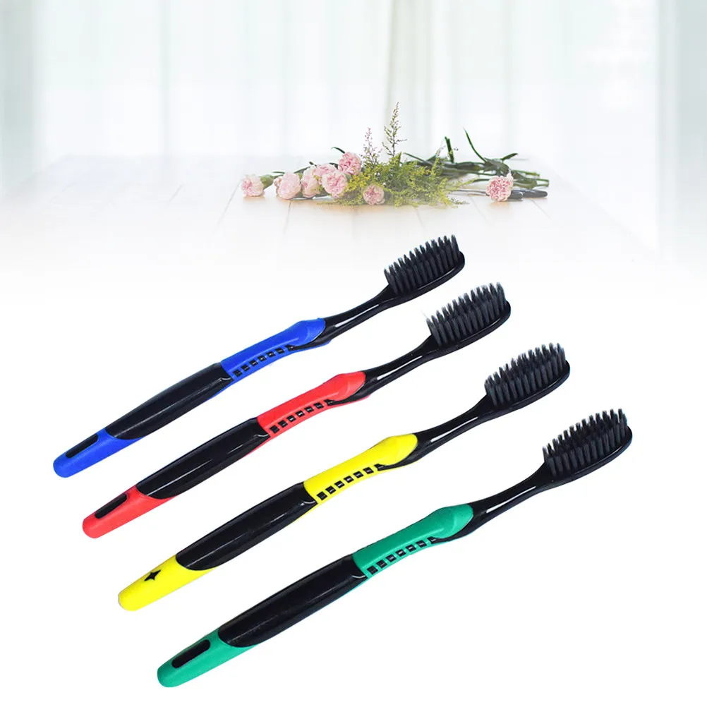 

Набор из 8 бамбуковых зубных щеток с мягкой щетиной и насадками из активированного угля, эргономичный дизайн для семейного ухода за полостью рта