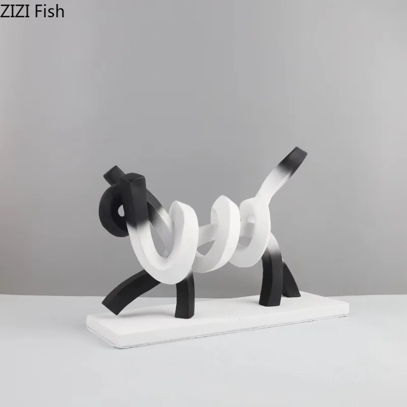 

Abstract Twisted Line Cat Statue Animal Resin Ornaments Cartoon Cat Sculpture Children's Room Decoration Crafts Figurines Gift