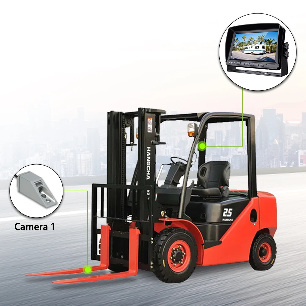 โลหะทนทาน Ahd รถ Dual กล้องด้านหลังรถยกไร้สาย Bsd กล้อง Good Night View ไฟแม่เหล็กสําหรับรถบรรทุกส้อม