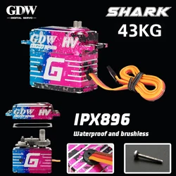 GDW SHARK IPX896 43KG 25T 120° HV High Torque Waterproof Brushless Digital Servos For 1/8 1/10 RC Model Car Crawler Accessories