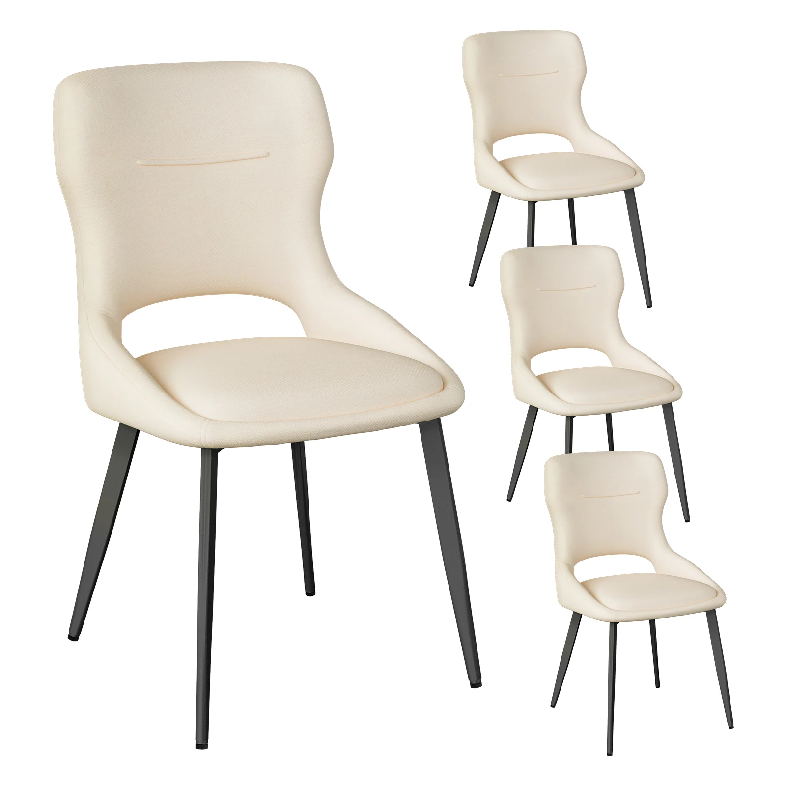 WOLTU 4-teiliges Set Esszimmerstühle mit Aussparungen in der Rückenlehne, Streifen, Samt-Chenille-Polsterung und perforierter Rückenlehne, Metallbeine für Wohnzimmer, Schlafzimmer