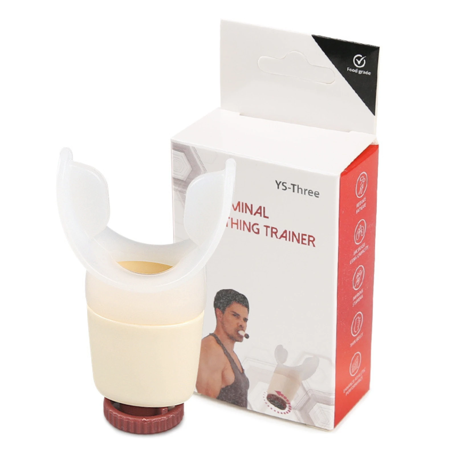 Breathing Coach with Silicone Mouthpiece Handheld Lung Exerciser Breathing Exercise Device Portable for Home Workouts, Rehab view 2