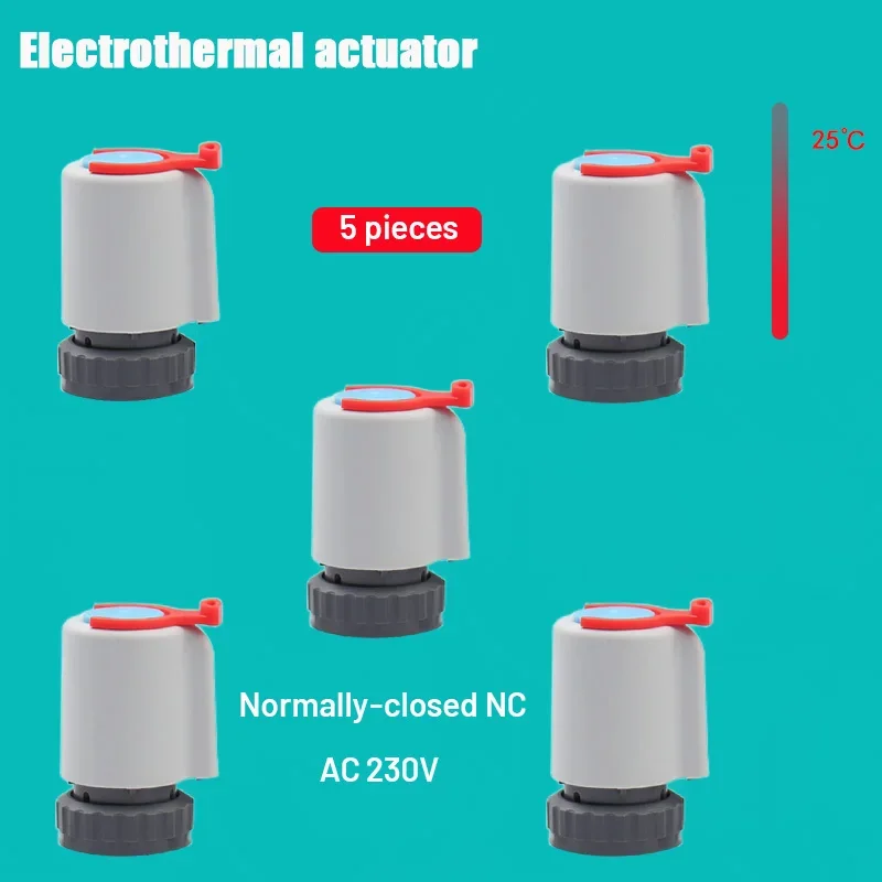 

5pieces 230V Normally Closed NC M30*1.5mm Electric Thermal Actuator for Underfloor Heating TRV Thermostatic Radiator Valve