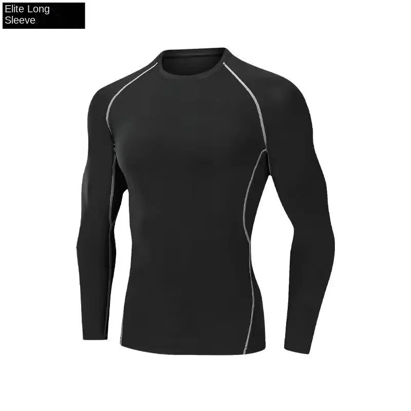 2025, langärmeliges Sport-T-Shirt für Herren mit hoher Elastizität und schnell trocknenden, einfarbigen langen Ärmeln