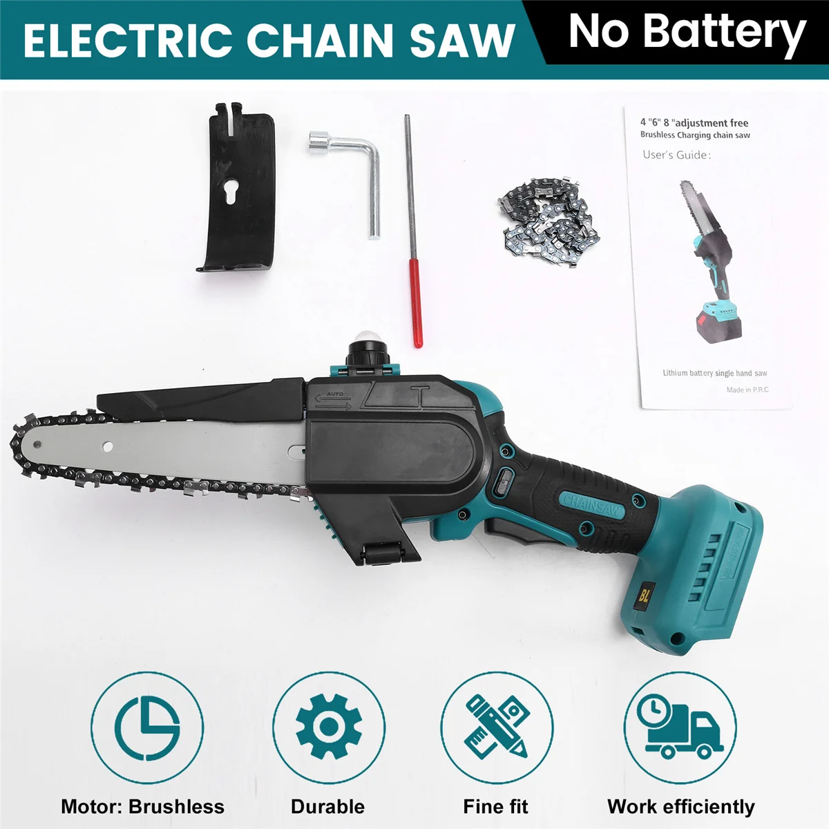 

6Inch Brushless Chainsaw for 18V Battery Cordless Electric Chain Saw Woodworking Cutter Pruning Power Tools