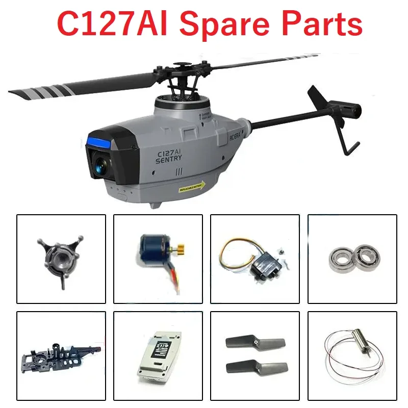 C127AI RC Helicopter Spare Parts C127 AI Accessories Main Tail Blade Rotor Head Brushless Motor Landing Gear Shaft Body Shell