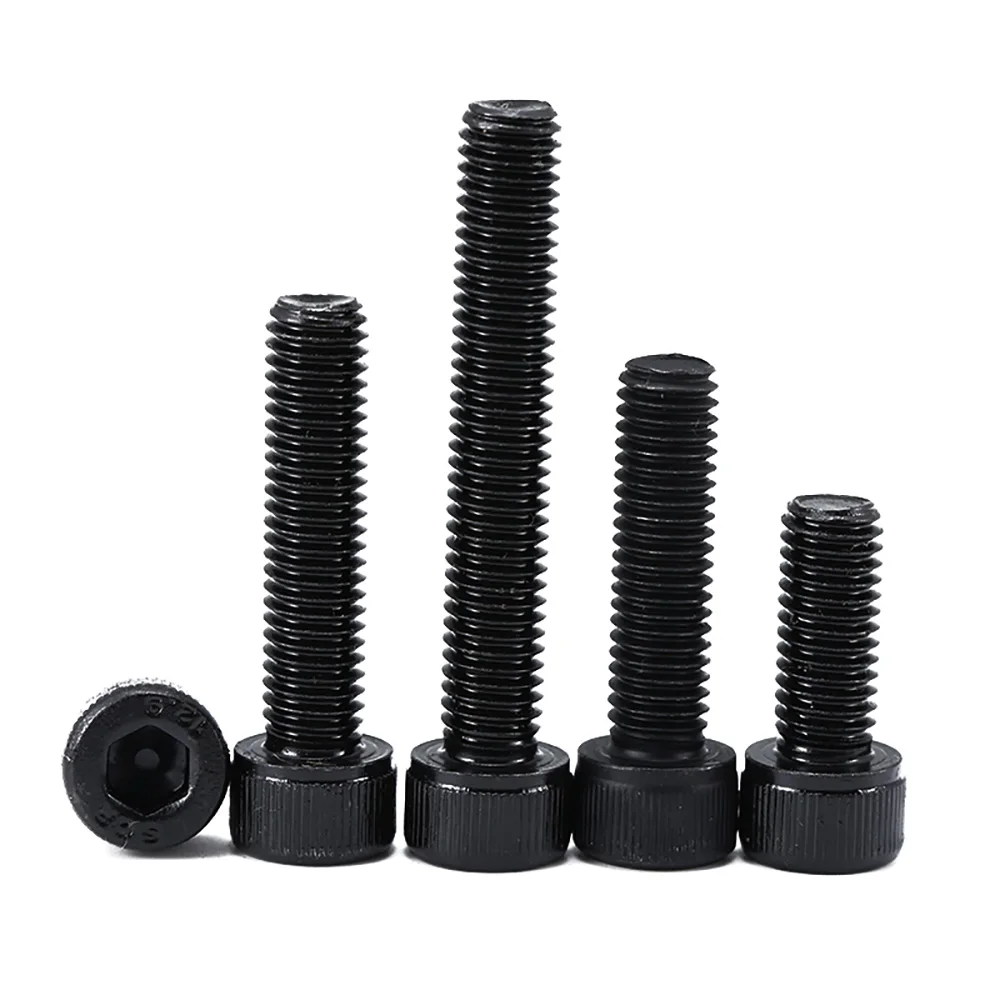 1/2/5/10pcs M4 M5 M6 M8 M10 M12 M16 Black Hex Hexagon Left Thread Screw 12.9 Grade Cup Head Allen Reverse Tooth Blots L10mm-80mm