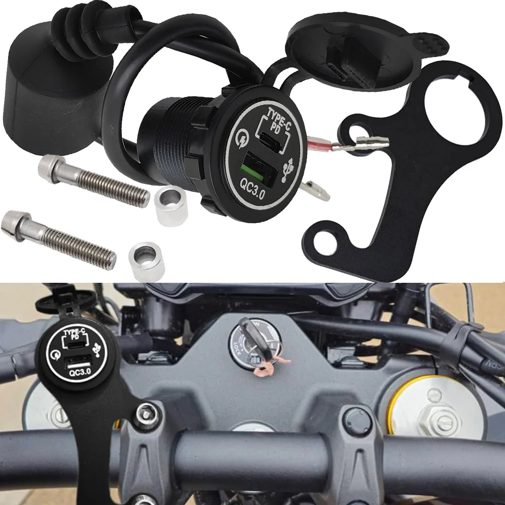 

Quick Charge Type-c PD USB Accessory Socket w/Harness+ Mount Bracket Compatible with Suzuki DRZ4SM DRZ4S DRZ4S+