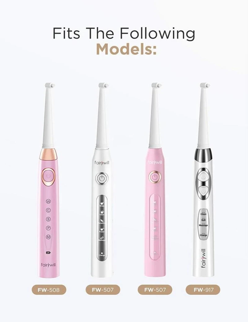 2/4 pçs fairywill escovas interdentais cabeças de escova de dentes elétrica substituição sonic cabeças para FW-507 FW-508 FW-917 FW-959