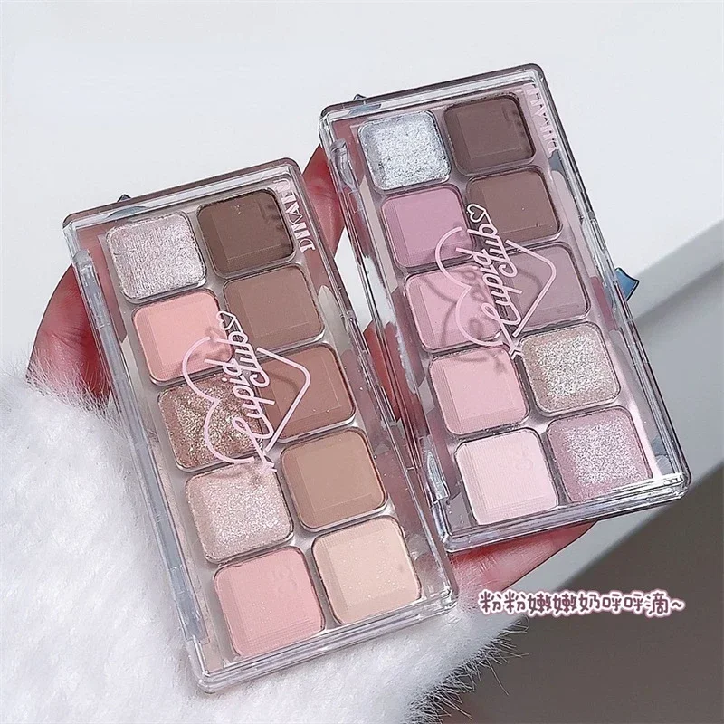 Keypad Eyeshadow Palette Ten Color Earth Color Highlight Blush Grey Pink Pearlescent Shimmer Shiny Glitter Eyeshadow Palette