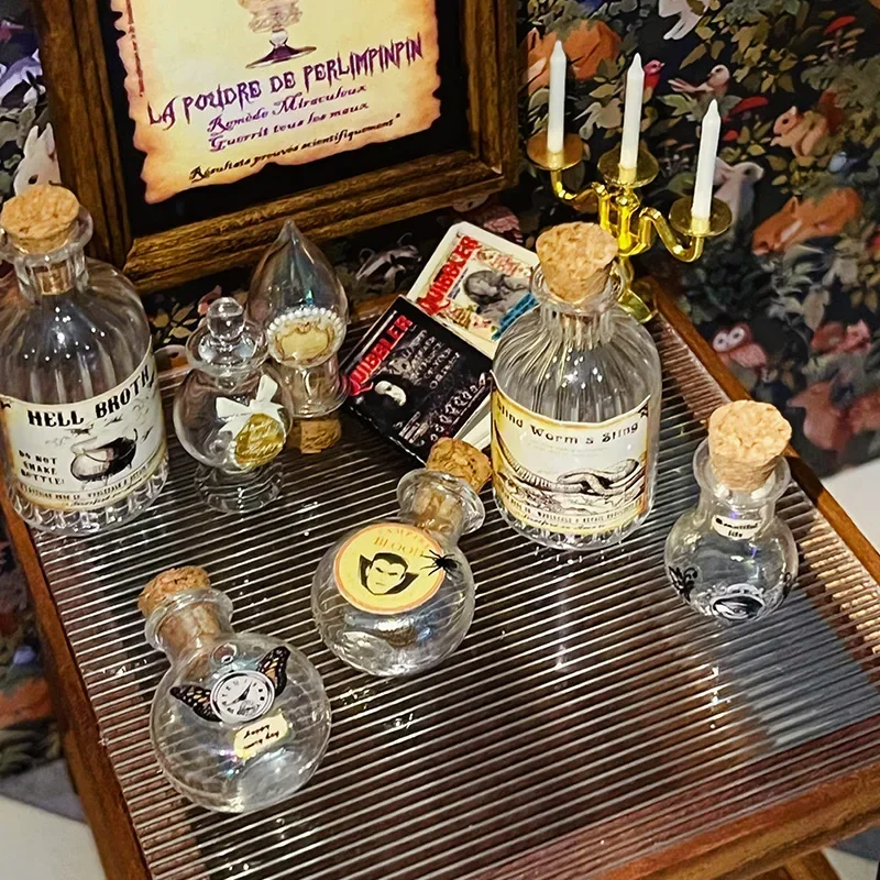 Dollhouse Retro Decoration Magic House Props Poster Decorative Painting Mini Sculpture Candlestick Miniature Model Decoration