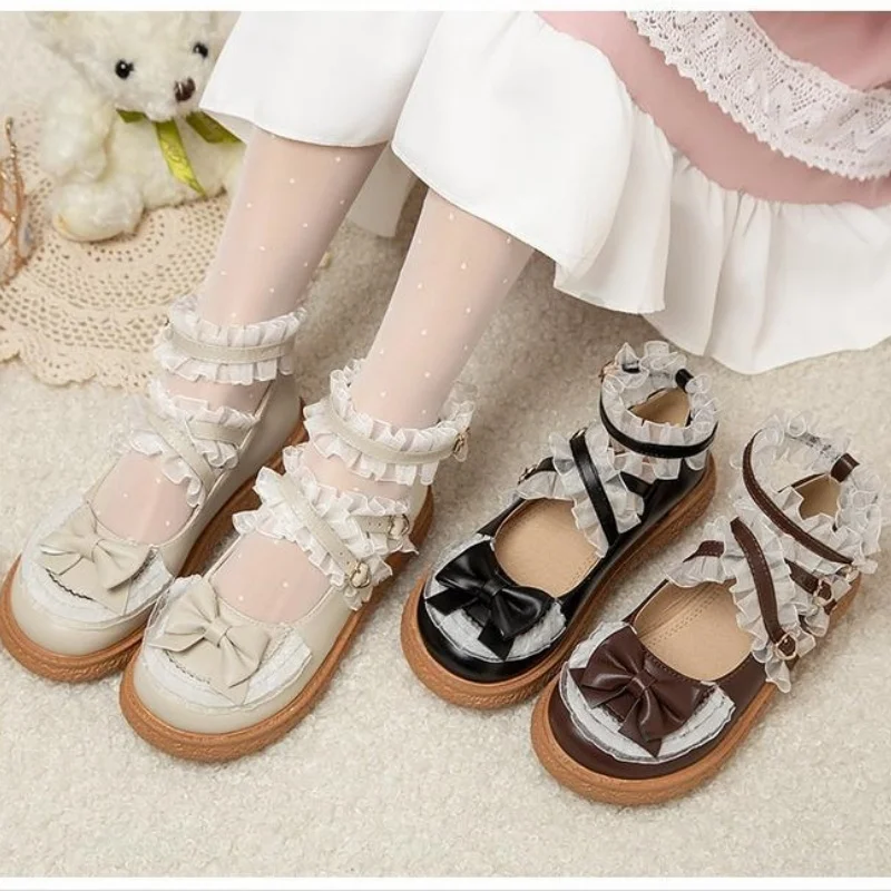 

ABDL Sweet Princess Lady Lolita Platform Shoes School Girl JK Lace Shoes Japanese Style Student Y2K Kawaii Fashion Casual Shoes