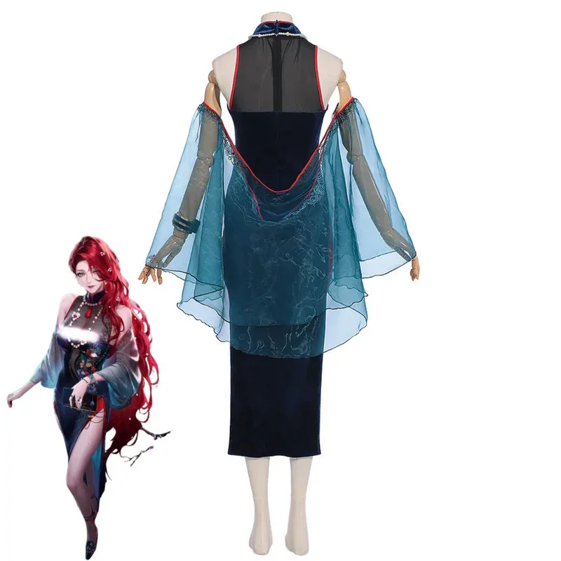 2025 11 لعبة الطريق إلى أي مكان كابيرنت تأثيري حلي النمط الصيني شيونغسام فستان شعر مستعار أحمر امرأة مثير مهرجان التقليدية البدلة