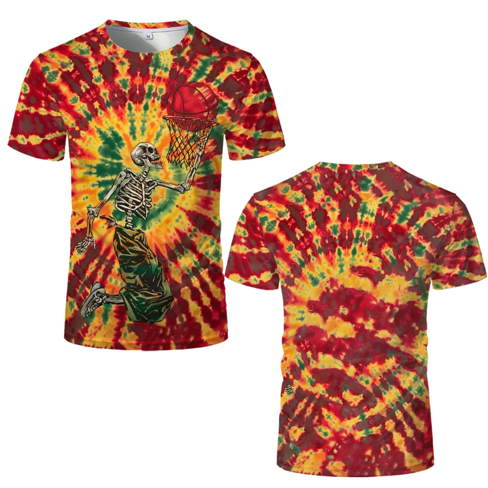 Retro Tie Dye T-shirts For Men Trendy Casual Short Sleeved Cool Rock Band Graphic T Shirt Unisex O-Neck Gothic Vintage Tops image 6