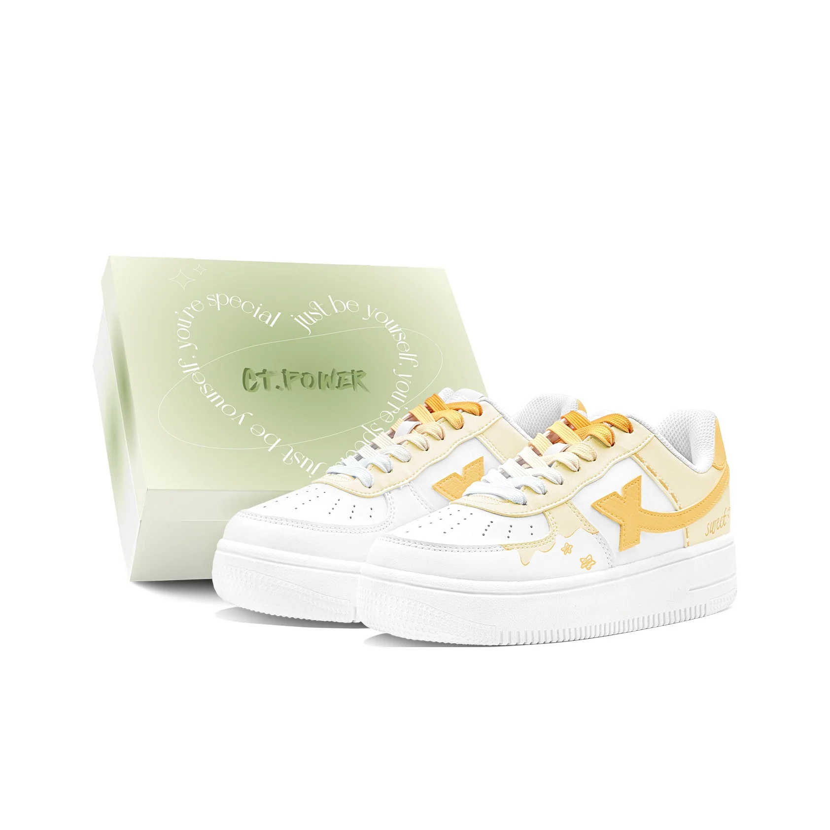 XTEP Air Force 1 Lightweight And Breathable Low top Skateboard Shoes Women's Orange Yellow