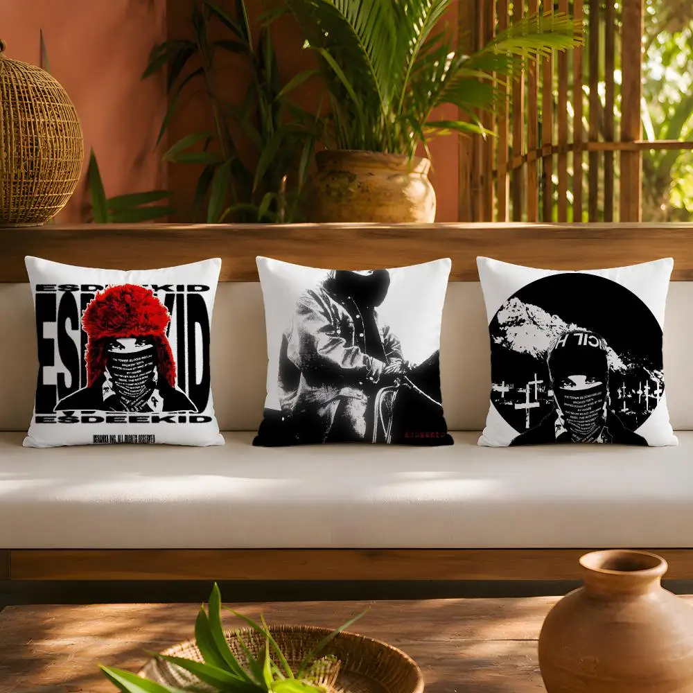 E-EsDeeKid Rebel Album Cushion Cover 1pc Square Plush Pillow Cover Soft Fuzzy Removable Washable Sofa Bed Bedroom Decor