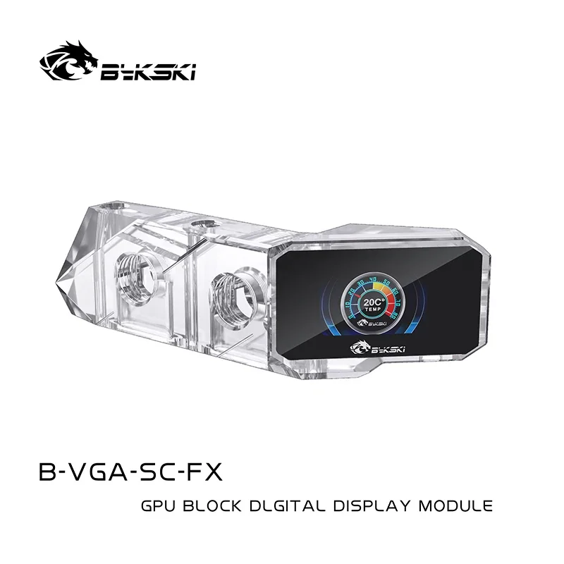 Bykski Vertical Bridge Module For GPU Block, VGA Cooler Digital Display Thermometer + LCD Screen Monitor, B-VGA-SC-FX