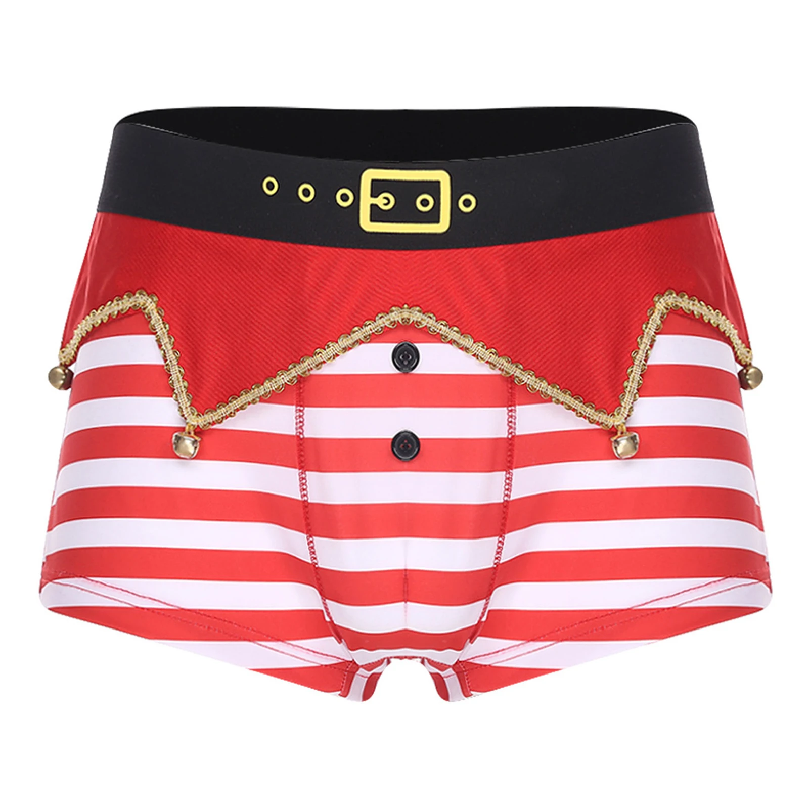 الرجال عيد الميلاد الملابس الداخلية مضحك السراويل الملابس الداخلية الجدة عطلة سراويل داخلية للرجال حزام مطاط غير النظامية لوحة أجراس شريط السراويل #3