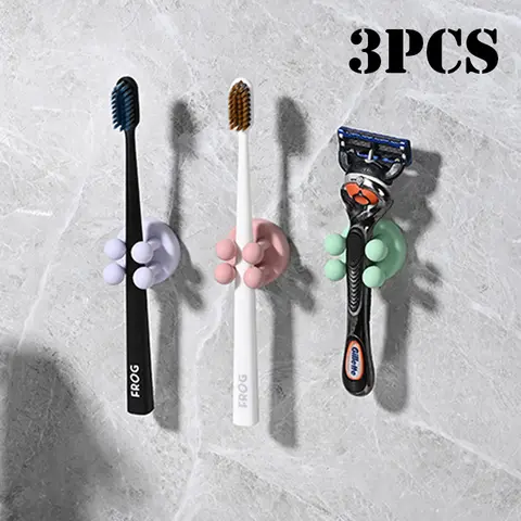 3pcs 접착제 실리콘 칫솔 홀더 벽 마운트 교수형 수건 키 케이블 및 코드 주방 및 욕실 조직