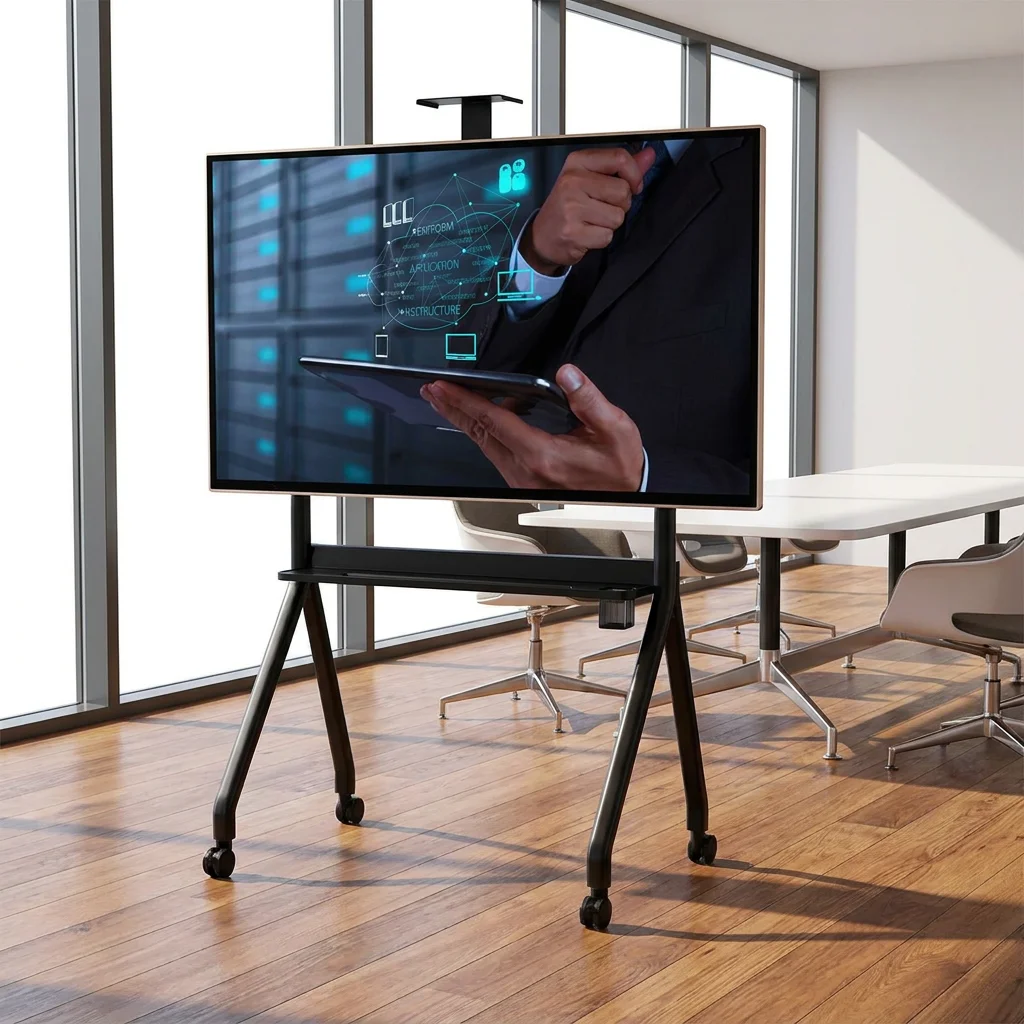 Floor-Standing TV Stand,Zeno 180kg Chariot Tv Mobile Stand For 55-120 Inch Office Screens Height Locking Casters Digital Signage