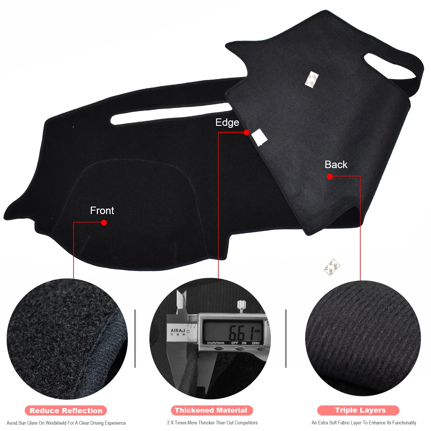 Xukey Dashboard Abdeckung Für Dodge Ram 1500 2019 2020 Dash Mat Dashmat Dash Brett Abdeckung Pad Sonne Schatten Teppich – Detail 2