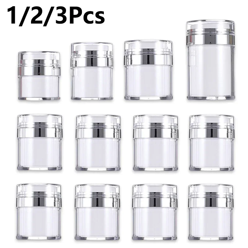 1/2/3Pcs 15/30/50/100ml Empty Vacuum Pump Jar With Dust-proof Cover Refillable Face Cream Container Travel Lotion Sample Bottle