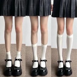 Lolita Solid Color Black White Long Socks Stockings JK Japan Style School Girls Thigh High Stockings Kawaii Cute Knee High Socks