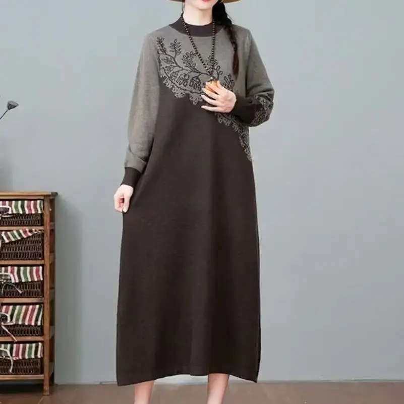 ملابس نسائية صوفية فضفاضة عتيقة بلوفرات شتوية دافئة سترة كبيرة الحجم سترات الأم للربيع والخريف فستان البلوز #2