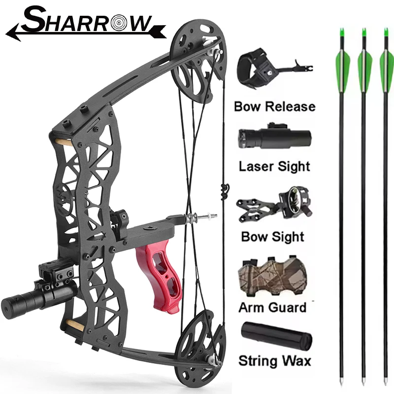 16 นิ้วยิงธนู MINI Compound Bow และ Arrow ชุด 35lbs 23 นิ้วอลูมิเนียม Arrow Bowfishing ขวาซ้ายมืออุปกรณ์ล่าสัตว์