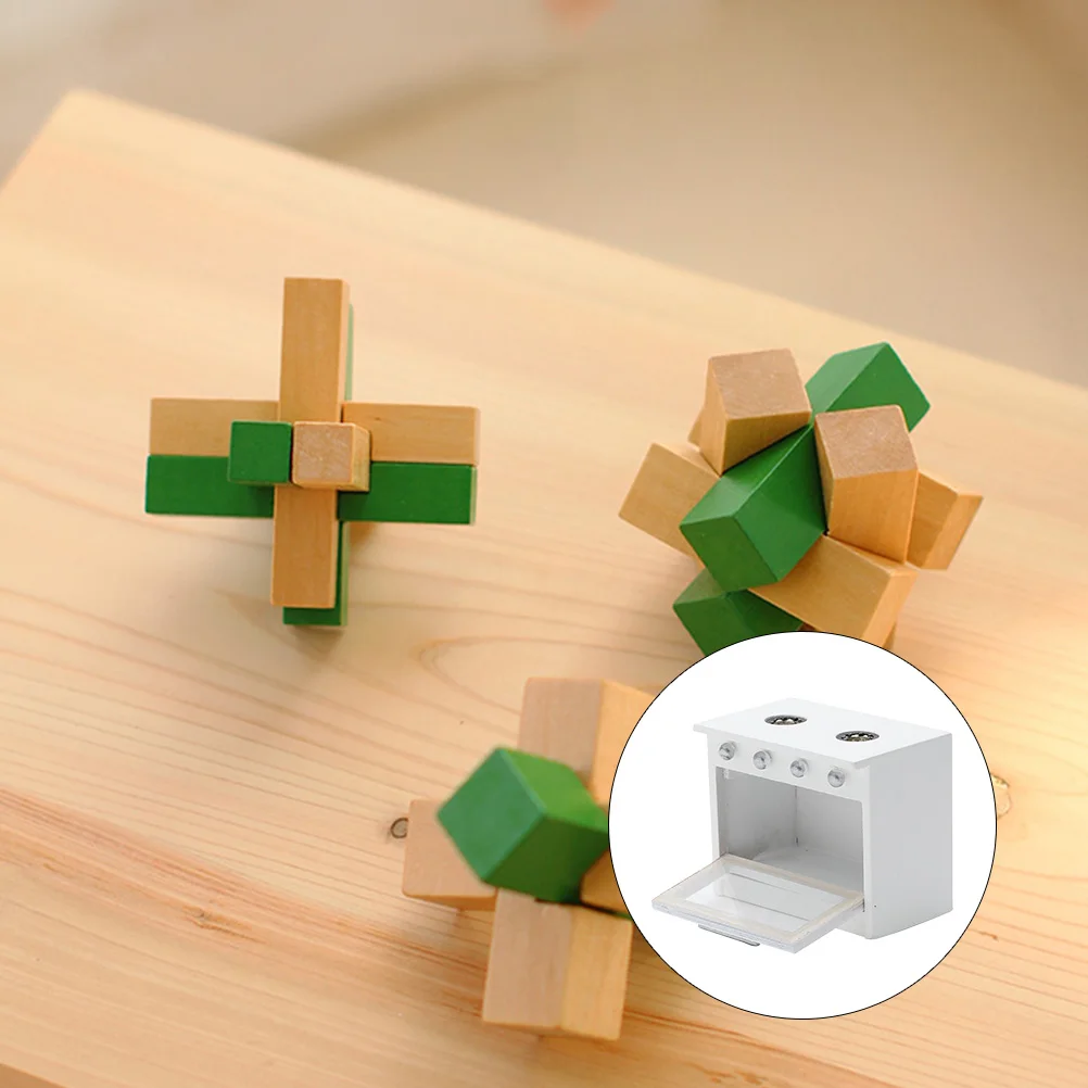 Dollhouse Gas Cooktop Mini Stove Furniture Miniature Kitchen Tool Toy Room Wooden Adornment