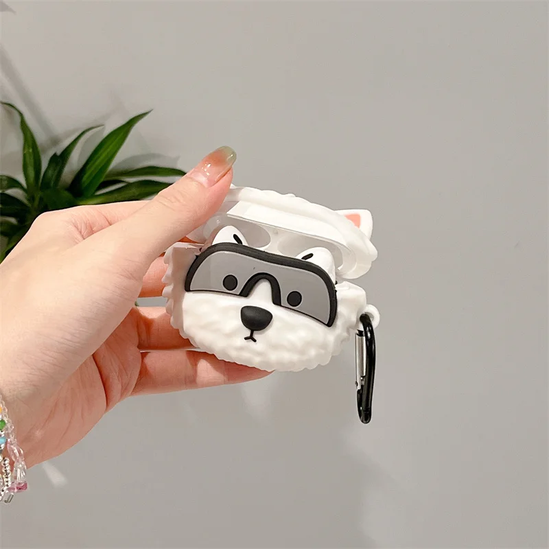 3D West Highland White Terrier Earphone Case for AirPods Pro 2 Cover Cute Dog Wireless Earbuds Cover for Airpods 2 Case