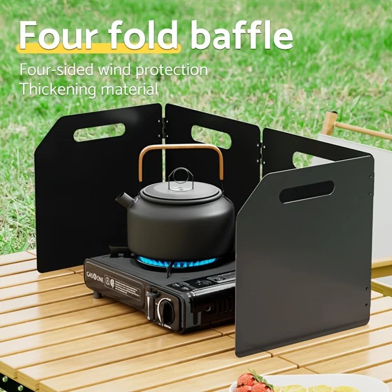 

Folding Metal Camping Stove Windshield, 4-Panel Wind Screen for Outdoor Cooking, Portable Durable Wind Protector for Hiking