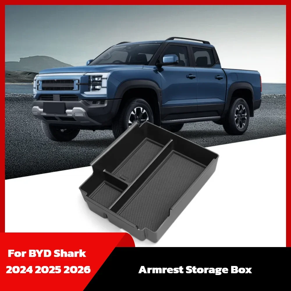 For BYD Shark 2024 2025 2026 Center Console Armrest Storage Box Organizer Tray Insert Stowing Tidying Car Interior Accessories
