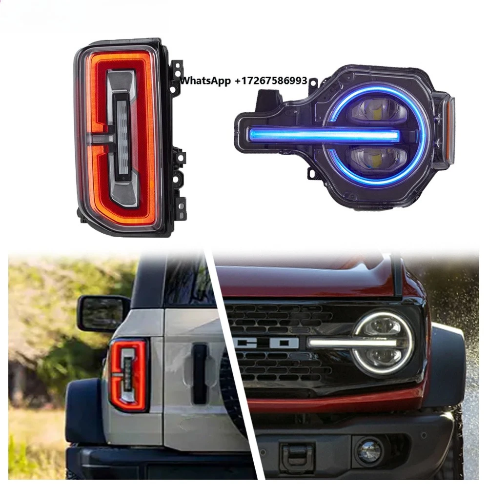 

HETOP Bronco Headlights RGB Taillights 2020-2025 Custom Set Projector Upgrade LED Dynamic Welcome Lighting Tail Lamp for
