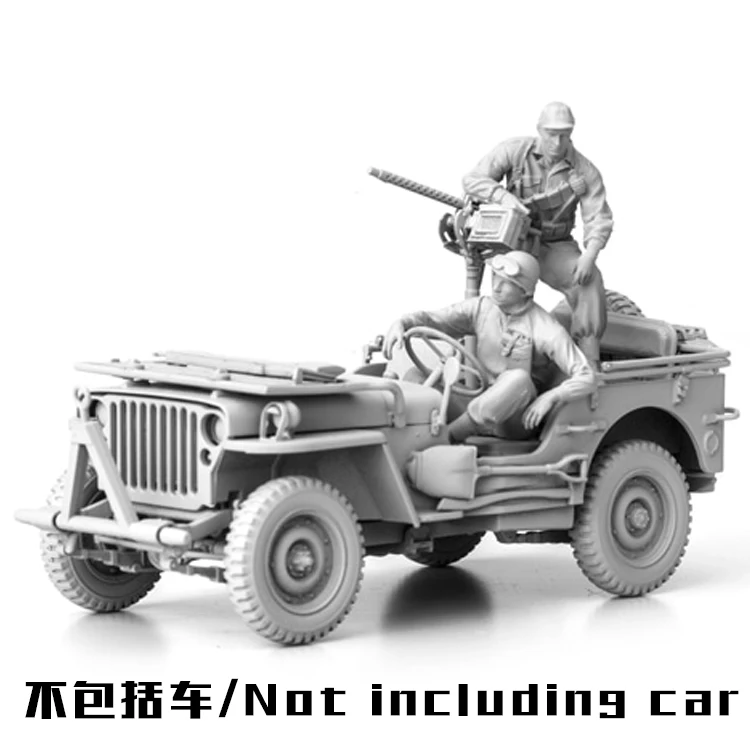 1/35 Resin Model Kit figure GK Soldier, WWII U.S.ARMY Jeep Crew, Military theme of World War II, Unassembled and unpainted kit