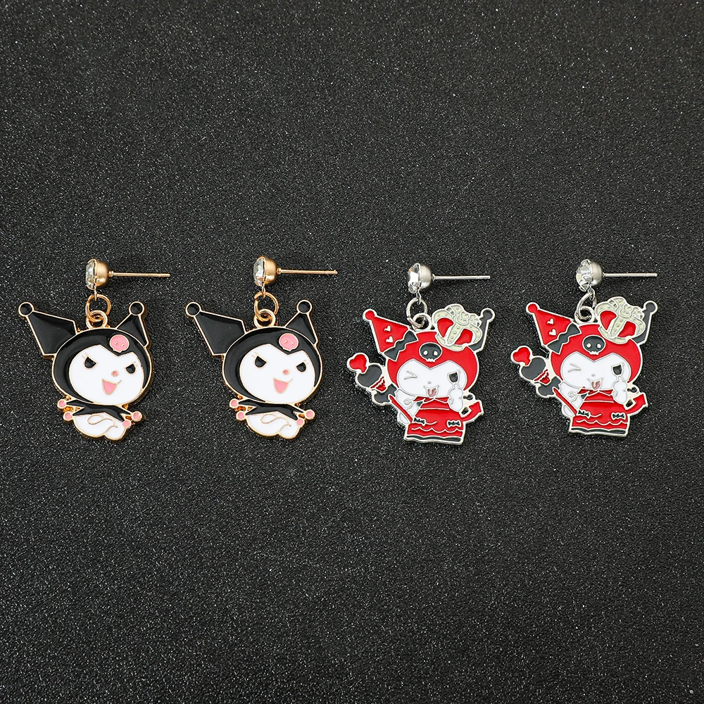 New Sanrio Cartoon Kuromi Earrings Sweet Girl Earrings Cute School Style Girl Earrings Good Friend Gift