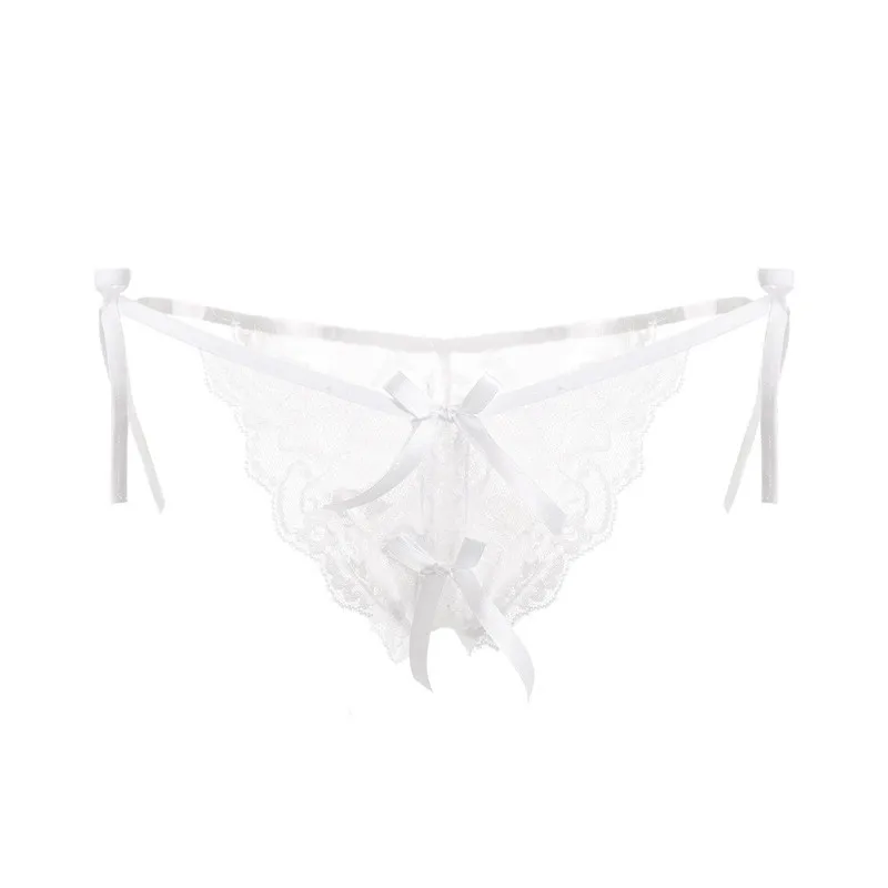 1Pcs Sexy Open Crotch Panties Lace-up Underpanties Temptation Thongs Lace Perspective T Pants Underwear