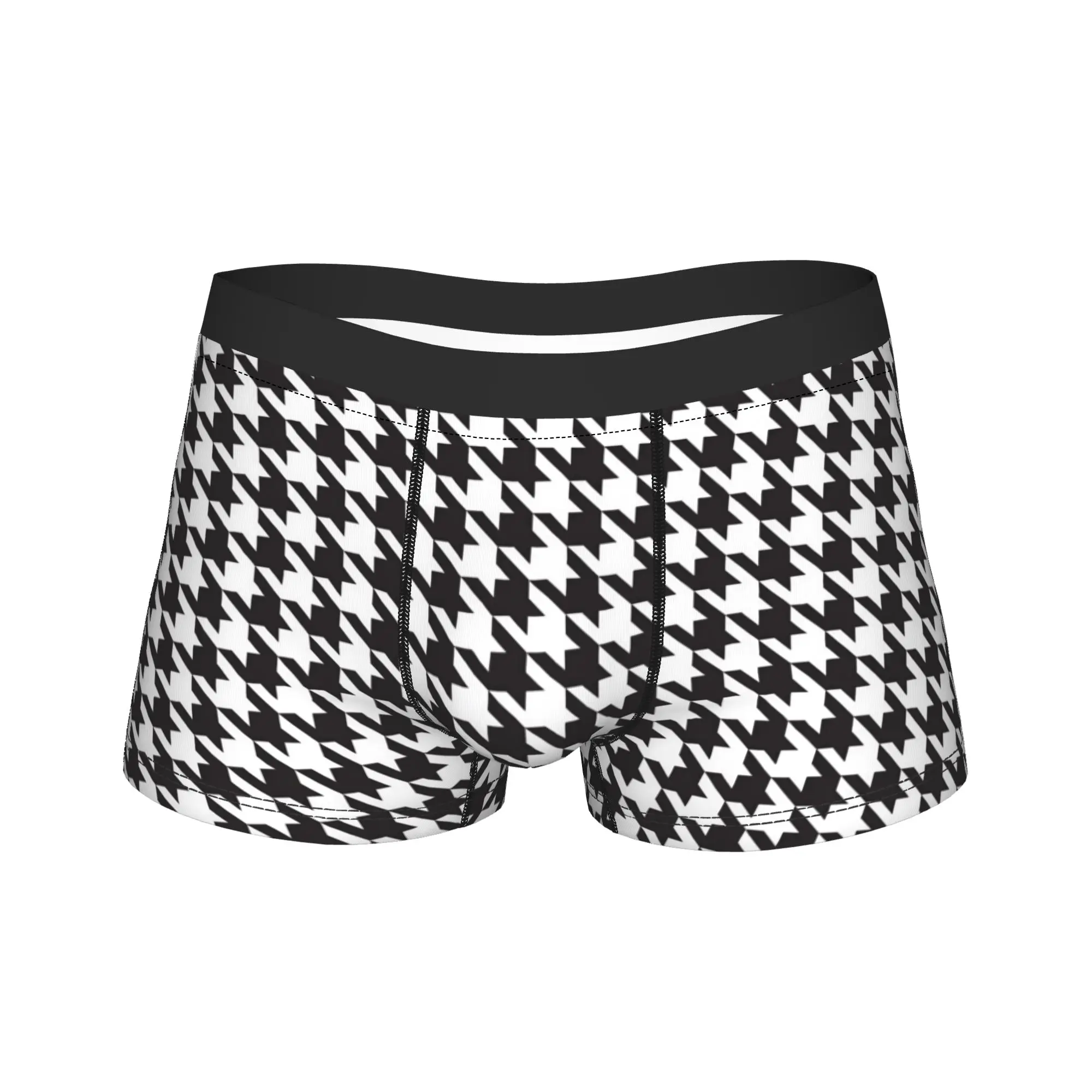 Vertical Classic Black White Houndstooth Print Underwear  Men Panties Pattern Comfortable Trunk High Quality Boxer Brief Gift