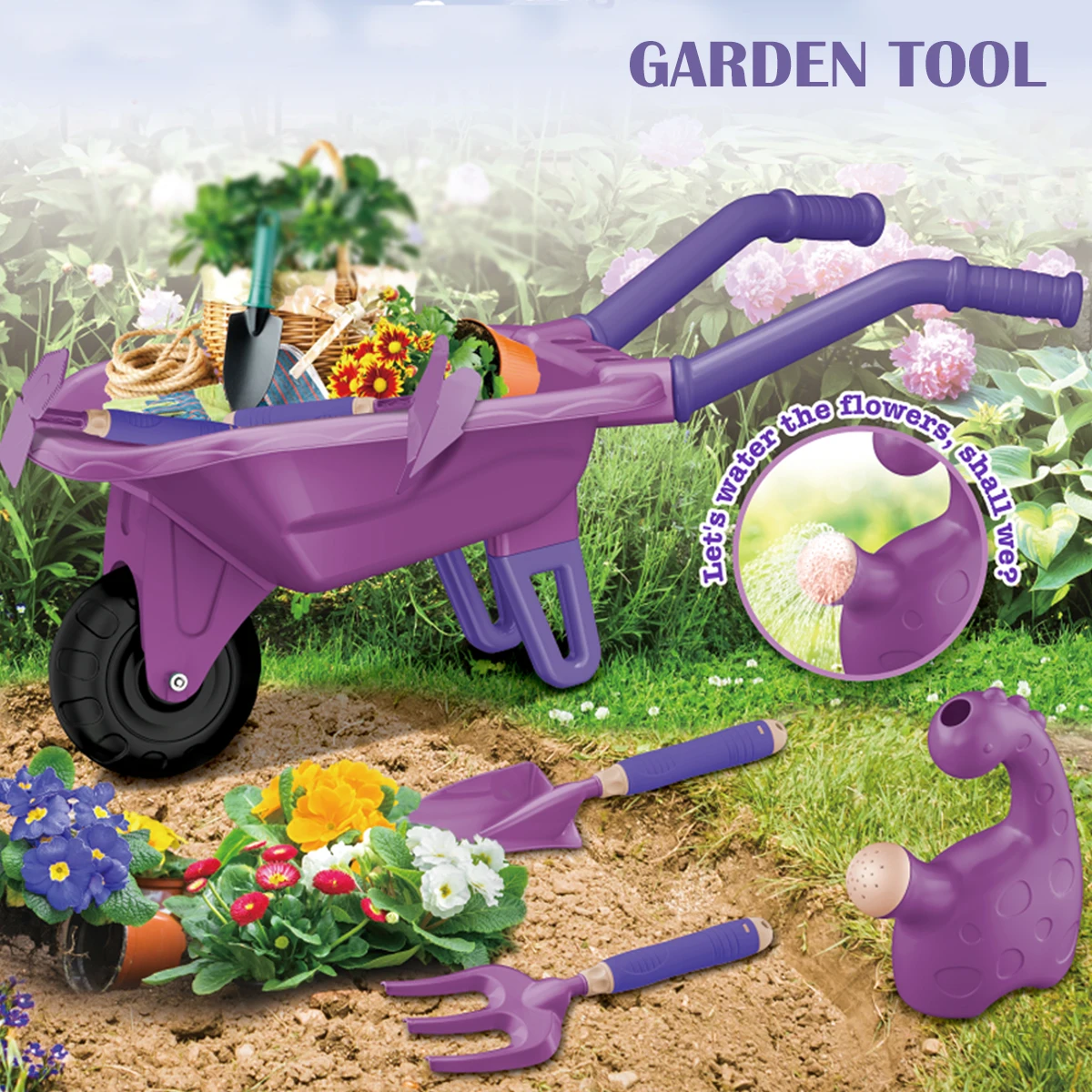 

Детский набор садовых инструментов для улицы, пляжная тележка, фартук, перчатки, игрушки-инструменты для садоводства, подарки для детей для выращивания растений и цветов