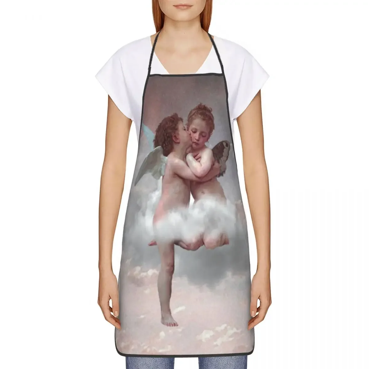 Angel Kiss In Clouds Bib Aprons Men Women Unisex Kitchen Chef Renaissance Painting Tablier Cuisine for Cooking Baking Gardening