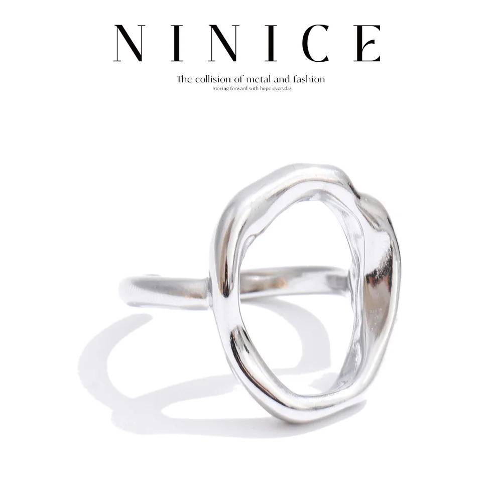 NiNice Größe 7, runder offener Ring aus Edelstahl, rostfrei, Metall, markanter, minimalistischer, attraktiver Schmuck für Frauen im Großhandel