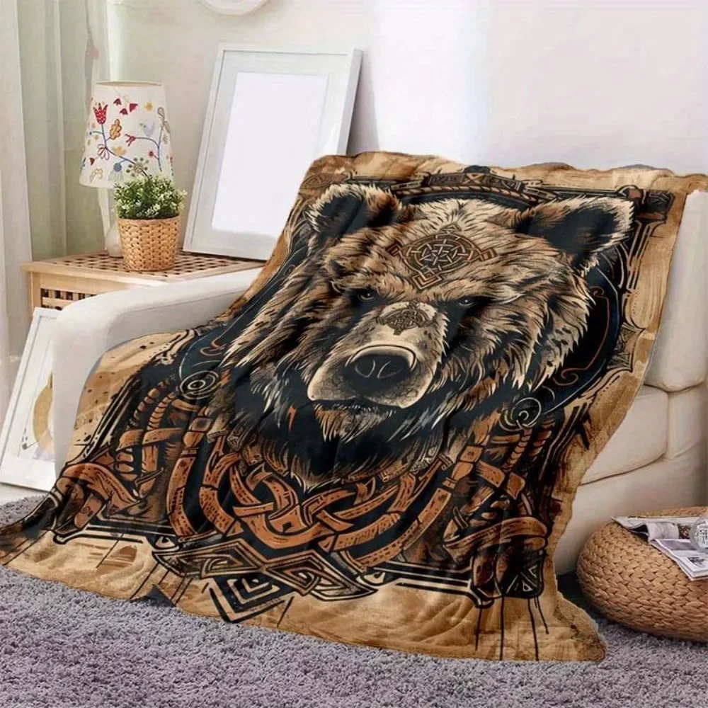 1PC Bear Print Art Blanket Is The Perfect Gift for Naps and Office Chairs for All Seasons Soft and Comfortable