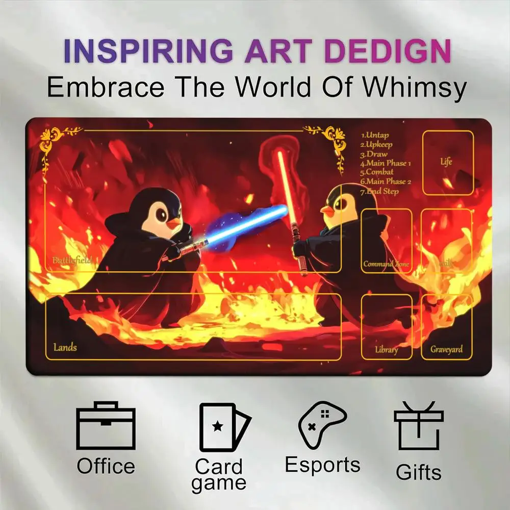 Design of cute animals in anime Mouse Pad Card Playmat Stitched with Magic Zones Game Mats Tabletop rug TCG Card Battles