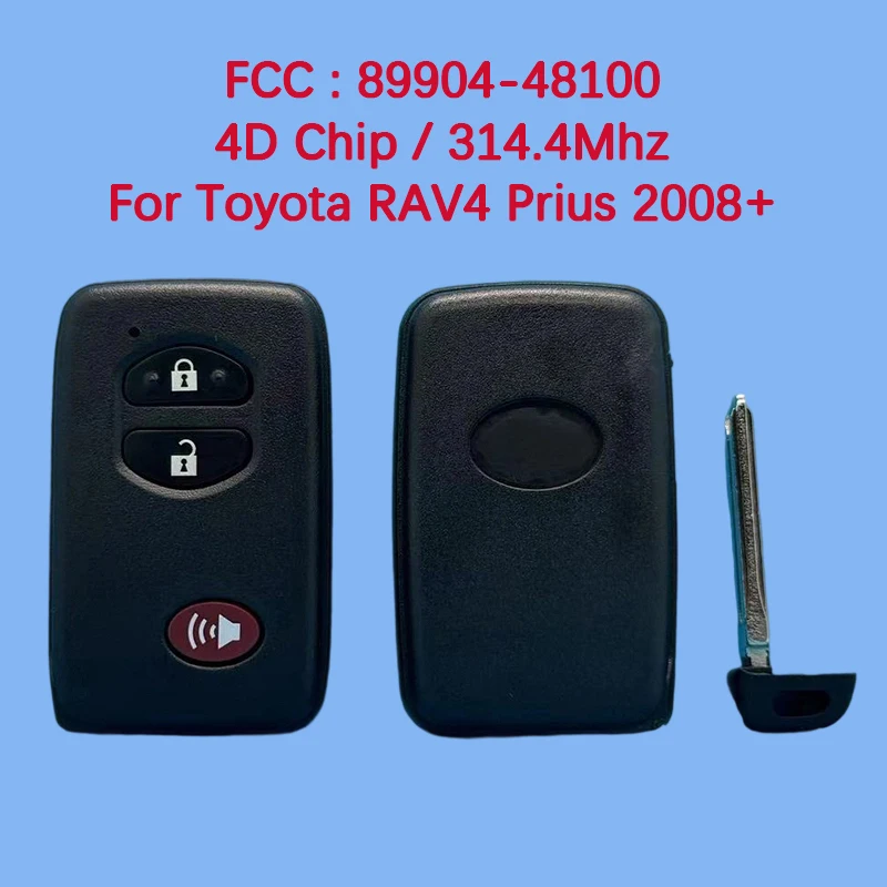 

CN007205 Aftermarket 3-кнопочный смарт-чип без ключа Go 4D 314,4 МГц FCC 89904-48100 для Toyota RAV4 Prius 2008-2012